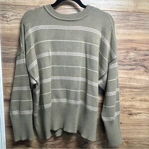 Women Olive Striped Sweater